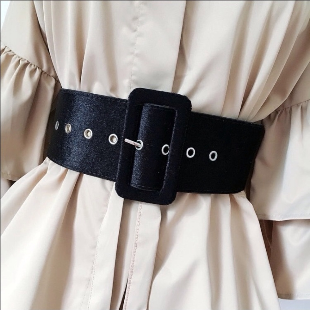 Wide black red or black velvet belt